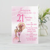 Black Mermaid Cocktail Birthday Party Invitation Einladung (Stehend Vorderseite)