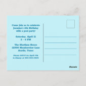 Black Mermaid Girl Birthday Pool Party Einladung Postkarte (Rückseite)