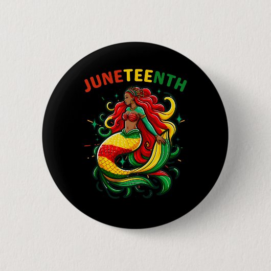 Black Mermaid Juneteenth Freedom 1865 African Amer Button (Vorderseite)