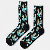 Black Mermaid Moon Fantasy Art Deco Socken (Linkes Detail)