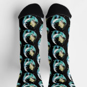 Black Mermaid Moon Fantasy Art Deco Socken (Oben)