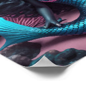 Black Mermaid Pink Poster (Ecke)