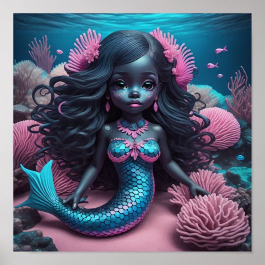 Black Mermaid Pink Poster (Vorne)