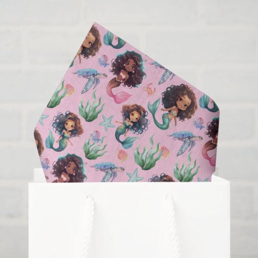 Black Mermaid Tissue Paper in Pink Seidenpapier (Geschenk Tasche)