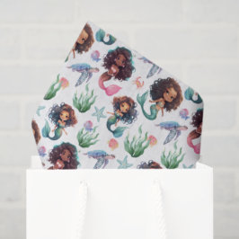 Black Mermaid Tissue Paper in White Seidenpapier