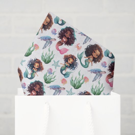 Black Mermaid Tissue Paper in White Seidenpapier (Geschenk Tasche)
