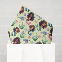 Black Mermaid Tissue Paper in Yellow Seidenpapier