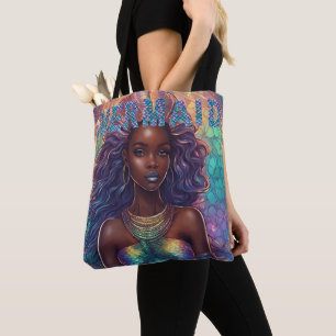 Black Mermaid Tote Bag Tasche