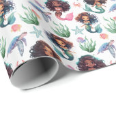Black Mermaid Wrapping Paper in White Geschenkpapier (Rolleneckpunkt)