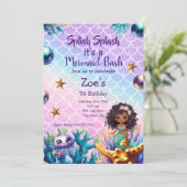 Black Mermaid zum Geburtstag Einladung für Kinder (Stehend Vorderseite)