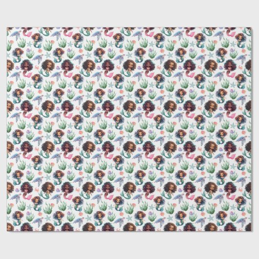 Black Mermaids Wrapping Paper. Geschenkpapier (Flach)