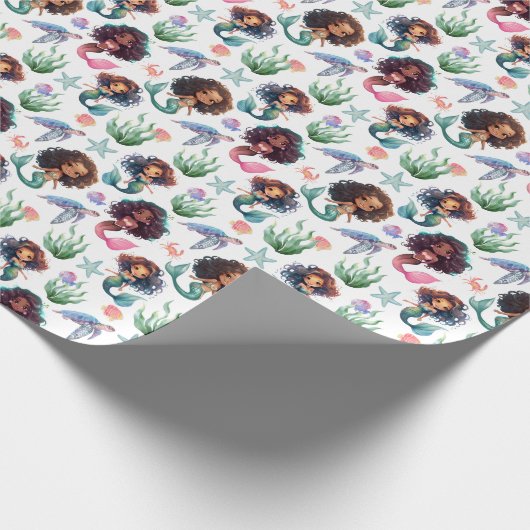 Black Mermaids Wrapping Paper. Geschenkpapier (Ecke)
