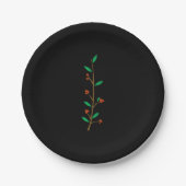 Black Merry Botanical Berry Branch Holiday Party Pappteller (Vorderseite)