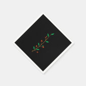 Black Merry Botanical Berry Branch Holiday Party Serviette (Ecke)