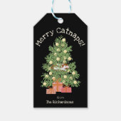 Black Merry Catnaps! Niedliche Katze auf Weihnacht Geschenkanhänger (Vorderseite)