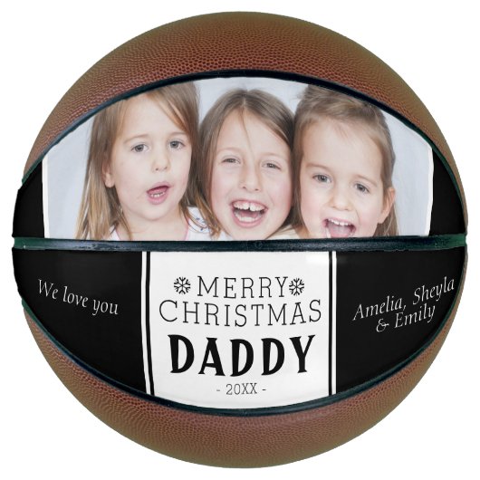 Black Merry Christmas Daddy Foto Basketball (Vorderseite)