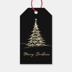Black Merry Christmas-Geschenk-Tag   Weihnachtsbau Geschenkanhänger
