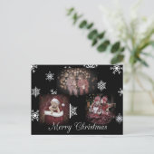 Black Merry Christmas Personalisiertes Foto Postkarte (Stehend Vorderseite)