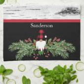 Black Merry Christmas Red Buffalo Kariert Gnome Geschirrtuch (Gefaltet)