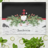 Black Merry Christmas Red Buffalo Kariert Gnome Geschirrtuch (Gefaltet)