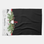 Black Merry Christmas Red Buffalo Kariert Gnome Geschirrtuch (Horizontal)