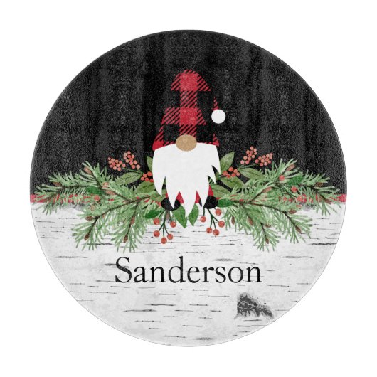 Black Merry Christmas Red Buffalo Kariert Gnome Rd Schneidebrett (Vorderseite)
