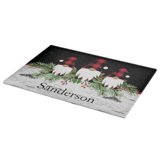Black Merry Christmas Red Buffalo Kariert Gnome Re Schneidebrett (Ecke)