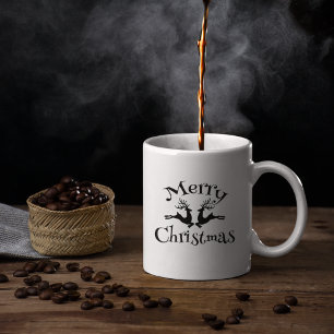 Black Merry Christmas Reindeer Kaffeetasse