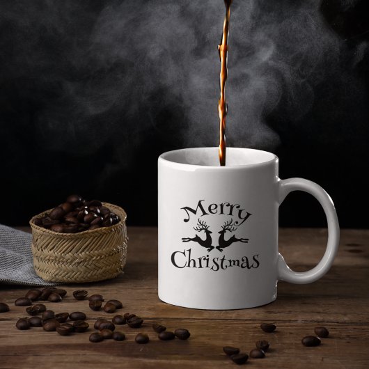 Black Merry Christmas Reindeer Kaffeetasse