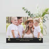 Black Merry Christmas Simple 2023 Foto Einladung (Stehend Vorderseite)