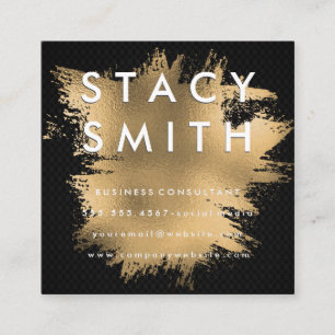 Black Mesh Gold Foil Quadratische Visitenkarte