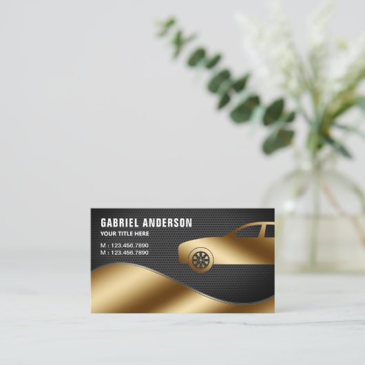 Black Mesh Gold Luxus Mietwagen Chauffeur Visitenkarte (Stehend Vorderseite)
