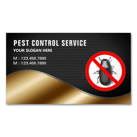 Black Mesh Gold Pest Kontrolle Service Magnetische Visitenkarte (Vorderseite)
