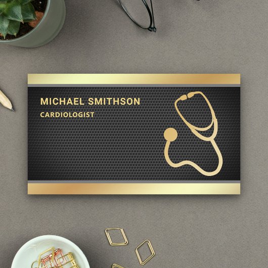 Black Mesh Gold Stethoskop Medical Beruflich Visitenkarte