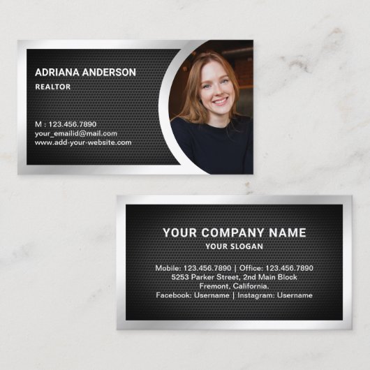 Black Mesh Silver Fossilien Ein perfektes Anwesen Visitenkarte (Vorne/Hinten)