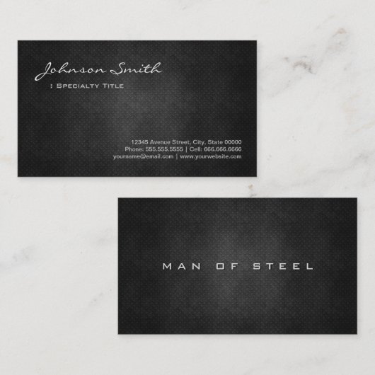 Black Metal Eisen Steel - Cooler Platinlook Visitenkarte (Vorne/Hinten)