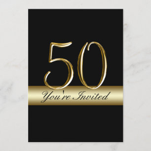 Black Metal Gold Print 50. Geburtstag Einladungen