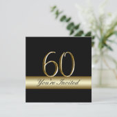 Black Metal Gold Print 60. Geburtstag Einladungen (Stehend Vorderseite)