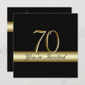 Black Metal Gold Print 70. Geburtstag Einladungen (Vorne/Hinten)