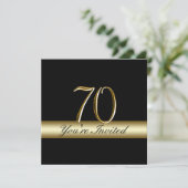 Black Metal Gold Print 70. Geburtstag Einladungen (Stehend Vorderseite)