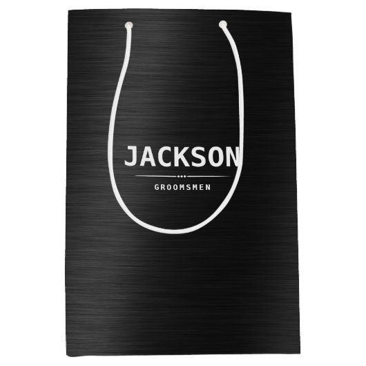 Black Metal Moderne, einfache Personalisierte Trau Mittlere Geschenktüte (Vorderseite)