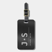 Black Metal Moderner einfacher Personalisierter Na Gepäckanhänger (Vorderseite vertikal)