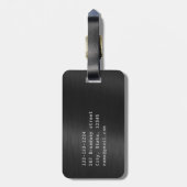 Black Metal Moderner einfacher Personalisierter Na Gepäckanhänger (Rückseite vertikal)