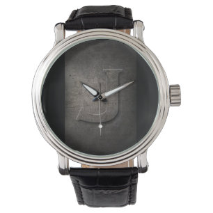 Black Metal Rustic J Monogram Watch Armbanduhr