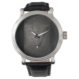 Black Metal Rustic V Monogram Watch Armbanduhr