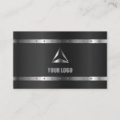 Black Metal Shiny Silver Modernes, elegantes Monog Visitenkarte (Vorderseite)