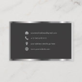 Black Metal Shiny Silver Modernes, elegantes Monog Visitenkarte (Rückseite)