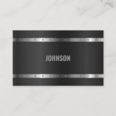 Black Metal Shiny Silver Modernes, elegantes Monog Visitenkarte (Vorderseite)