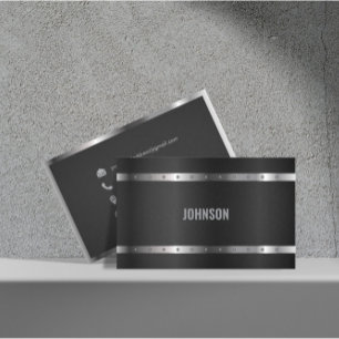 Black Metal Shiny Silver Modernes, elegantes Monog Visitenkarte