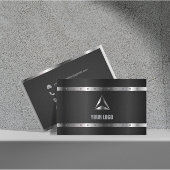 Black Metal Shiny Silver Modernes, elegantes Monog Visitenkarte